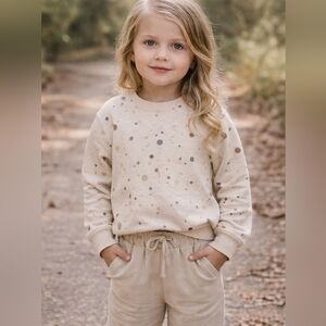 Rylee + Cru Cream Splatter Print Sweatshirt Kids 4-5Y Cozy Neutral Minimalist